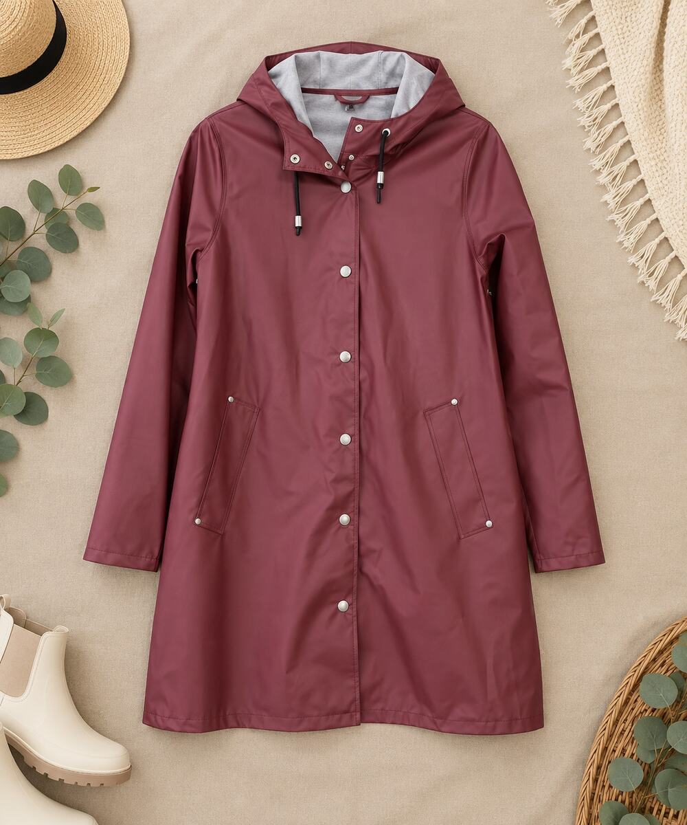 Stutterheim Stockholm Burgundy Hooded Waterproof Raincoat Jacket Gorpcore SZ XXS